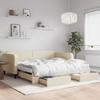 Vidaxl Sofa Rozsuwana Z Szufladami, Kremowa, 100X200 Cm, Tkanina