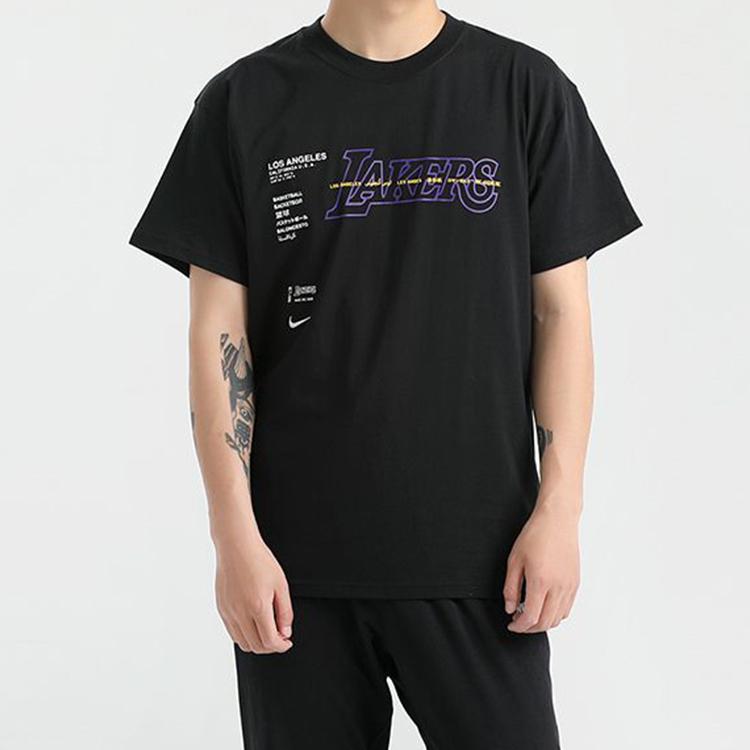 Nike NBA Courtside Los Angeles Lakers Short Sleeve Training T-Shirt Men Tops Black CK8028-010