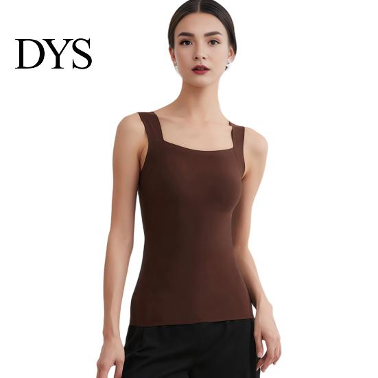 Women Thermal Undergarment Tank Top with Built-in Bra, Slim Fit Square Neck Sleeveless Top, Seamless Padded for Fall Winter Casual