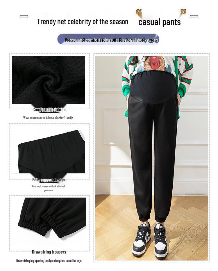 Maternity Harem Sweatpants: Autumn/Winter Casual Loose Fit with Cuffed Ankles