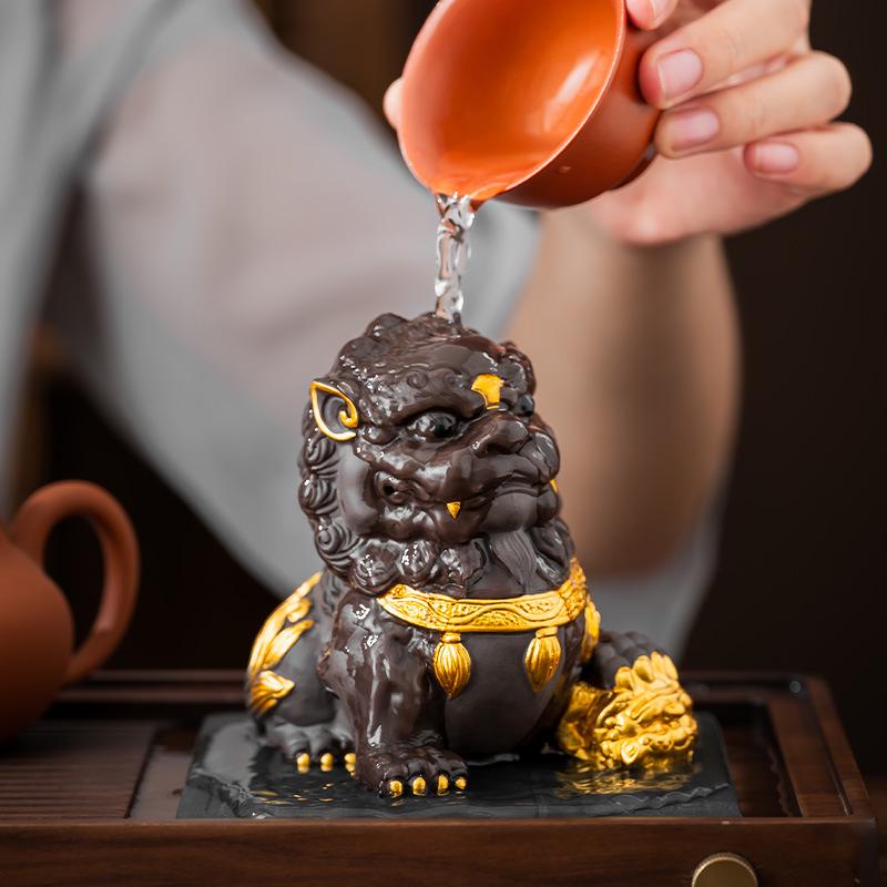 Purple Clay Pixiu Tea Pet for Kung Fu Tea Set, Desktop Decoration