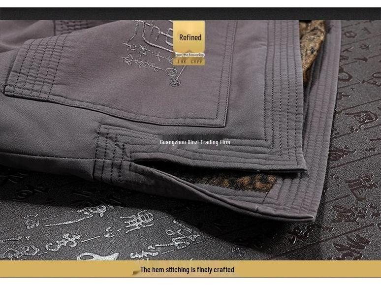 Men's Winter Fleece-Lined Tang Suit Jacket - Chinese Style for Middle-Aged & Elderly