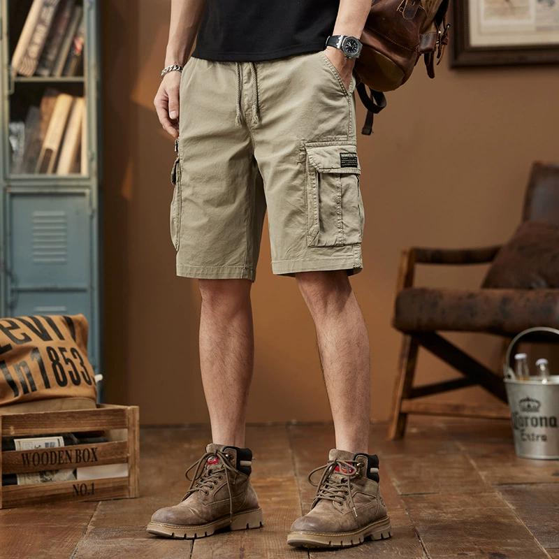 Men's Summer Retro Loose Work Shorts Solid Color Design Pocket Casual Five Points Pants
