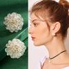 Crystal Flower Earrings, Handwoven Romantic Design, Elegant Women's Jewelry, Special Gift or Wedding Accessory, 2x2cm