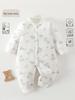 Autumn/Winter Quilted Cotton Baby Jumpsuit for Boys & Girls - 120g Pure Cotton, Class A Newborn Outfit