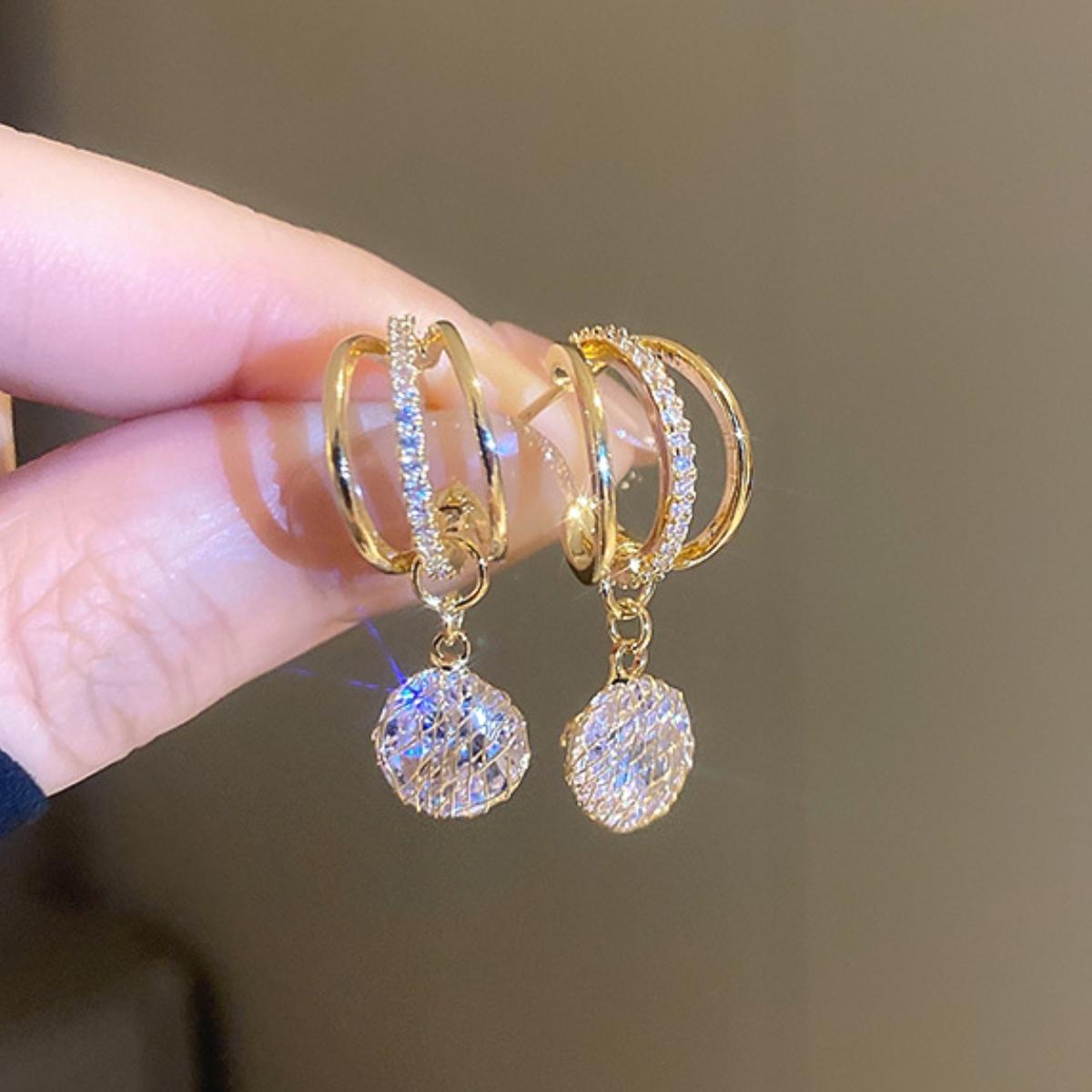 

Korean style minimalist earrings, circular mesh earrings, versatile for daily use, attendance, parties, and dates