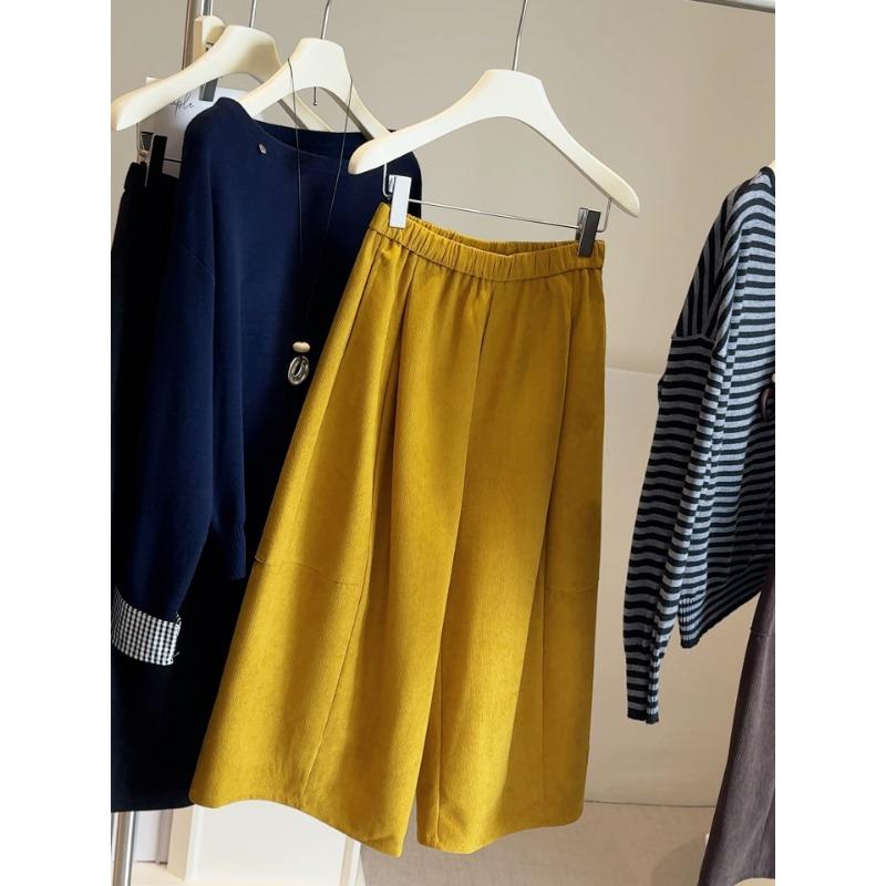 

Новые модные универсальные широкие брюки-кюлоты с высокой посадкой, свободного кроя, женские вельветовые брюки на осень и зиму XL