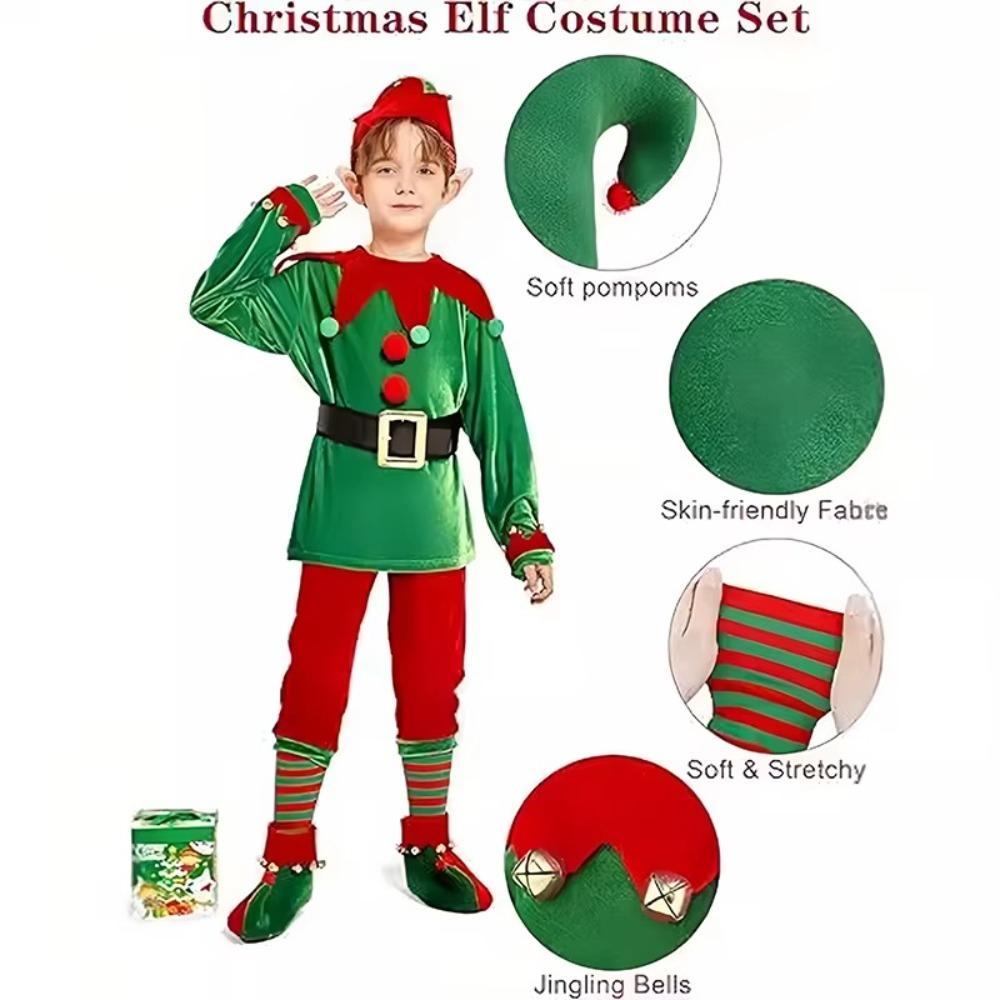 Parent-Child Child Christmas Elf Costume Green Cosplay Clothing 2024 Girl Fancy Dress  New Year