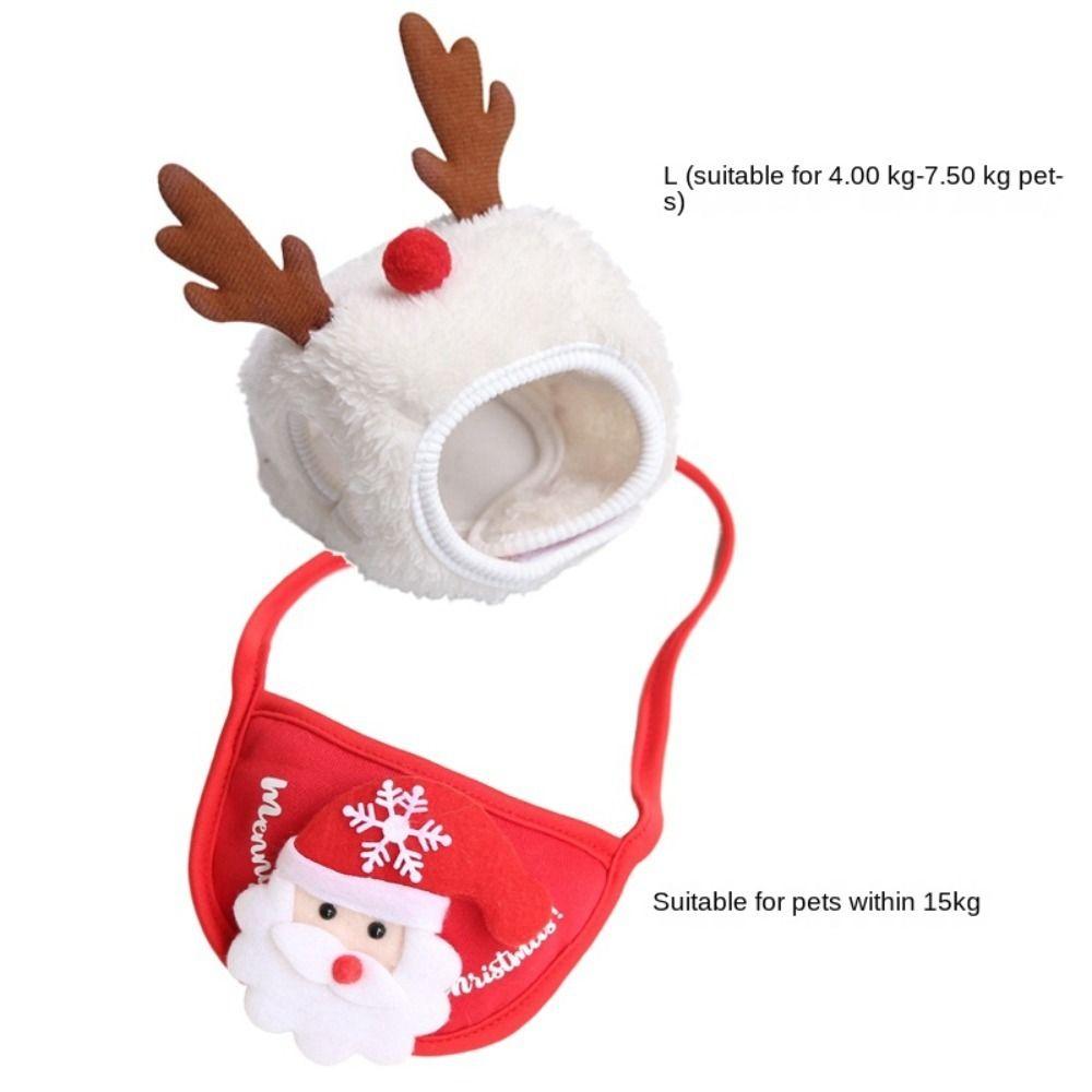 2PCS Cotton Plush Christmas Pet Hat Winter Pet Costume New Pet Bandana  Dog