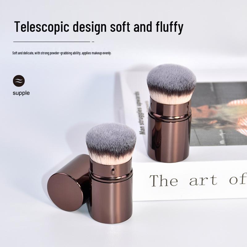 Retractable Dustproof Foundation Brush with Lid - Portable Blush & Makeup Tool for Seamless Application