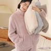 Autumn and Winter Home Wear Women Zipper Cardigan Can Wear Warm Velvet Pajamas Double-sided Velvet Warm Set Thick Plush Home