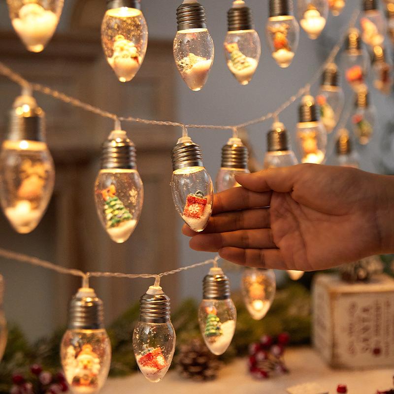 1PC 1.5m 10 Lights LED Christmas Doll Wishing Bottle Lights String Bulb Lights Santa Snowman Christmas Tree Decoration Lights