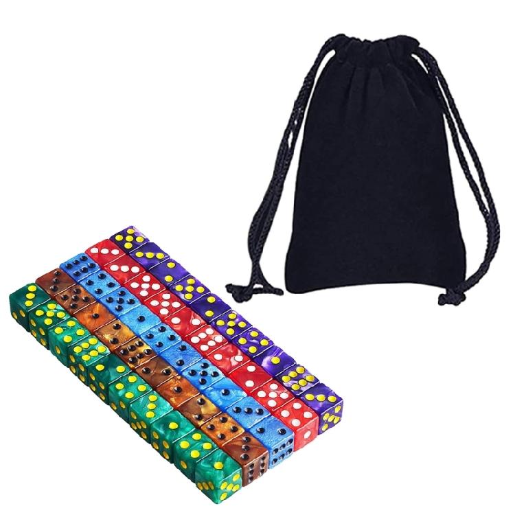 50 шт. Разноцветные 6-гранные акриловые кубики 16 мм Многогранные кубики Квадратные кубики с острыми углами 1