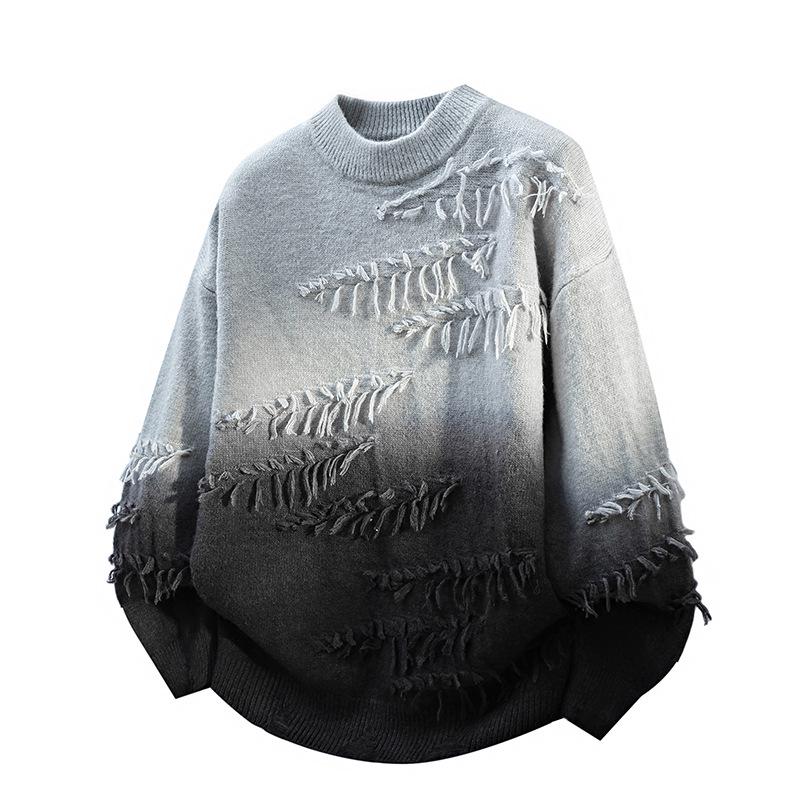 Farbverlauf Strickpullover: Trendiger lässiger Pullover mit Rundhalsausschnitt für Jugendliche