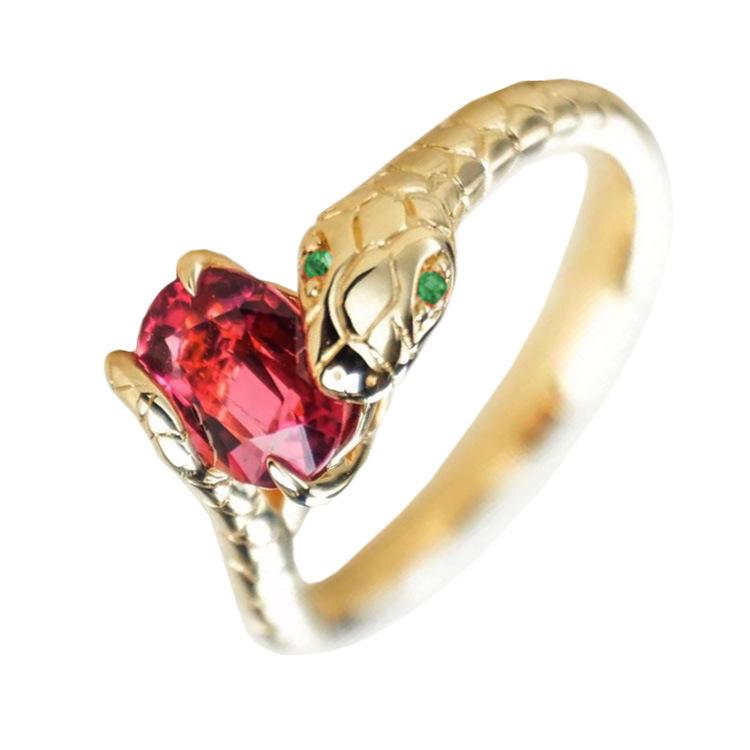 Cold Wind Minority Ring Single Ring Snake Scale Flashing Red Stone Snake Ring