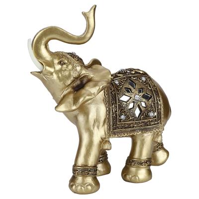 Złota żywica Elegancka statuetka słonia Rzemiosło Ozdoby Feng Shui do domu Prezent