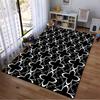 Geometric Black and White Floral Pattern Carpet for Modern Living Rooms Suitable for use as an anti-slip for living room bedroom sofas