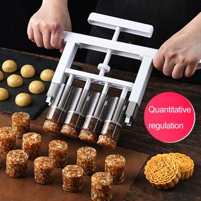 Dispensador de relleno de Mooncake, plástico de calidad alimentaria, herramienta de fabricación de moldes para relleno de pastel de Luna, cortador de prensa manual, sello de galletas, suministros para hornear en la cocina