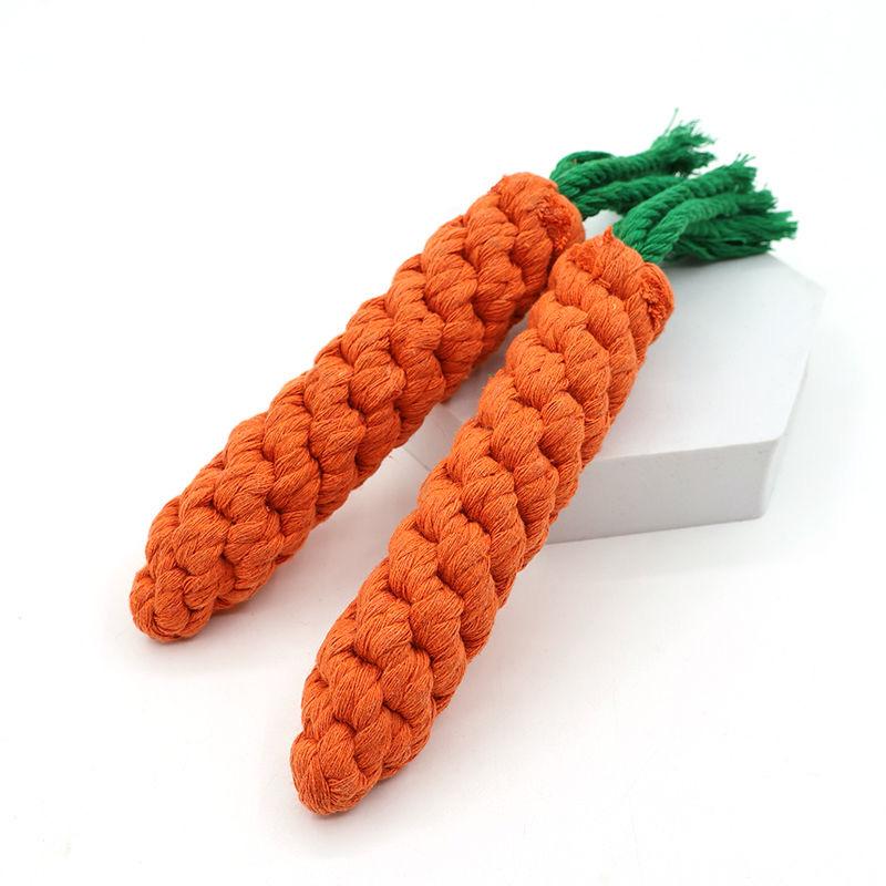 Durable Cotton Rope Carrot Toy for Small Dogs – Bite-Resistant, Self-Play Boredom Relief for Golden Retrievers