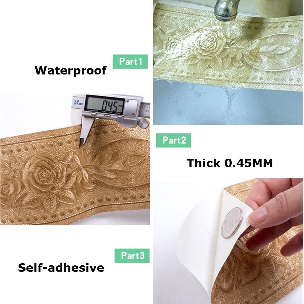 10CM PVC Waterproof Waist Line Wood Marble SelfAdhesive Skirting Line Wallpaper Living Room Decor Vinyl Border Wall Corner Stick
