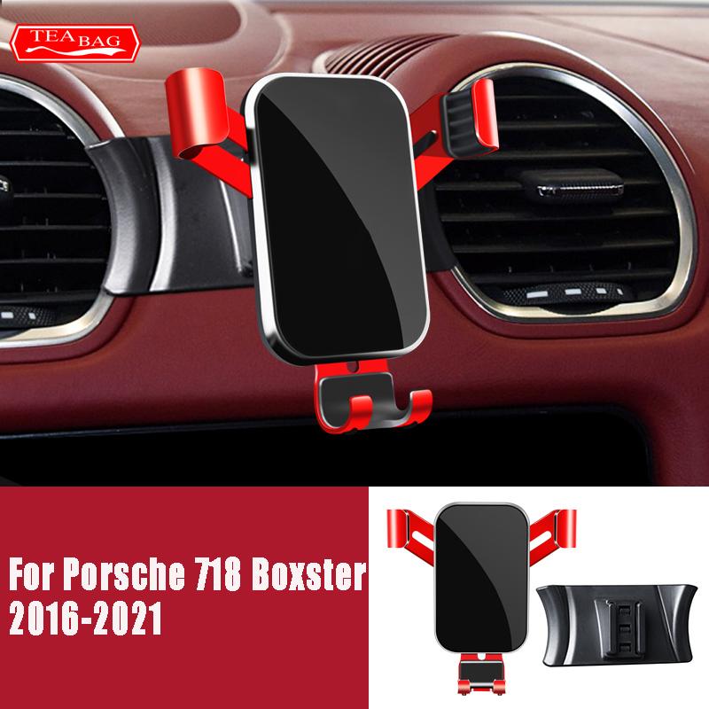 LHD Adjustable Car Phone Holder For Porsche Macan Cayenne Paramela 718 Gravity Mount Navigation Bracket Car Interior Accessories