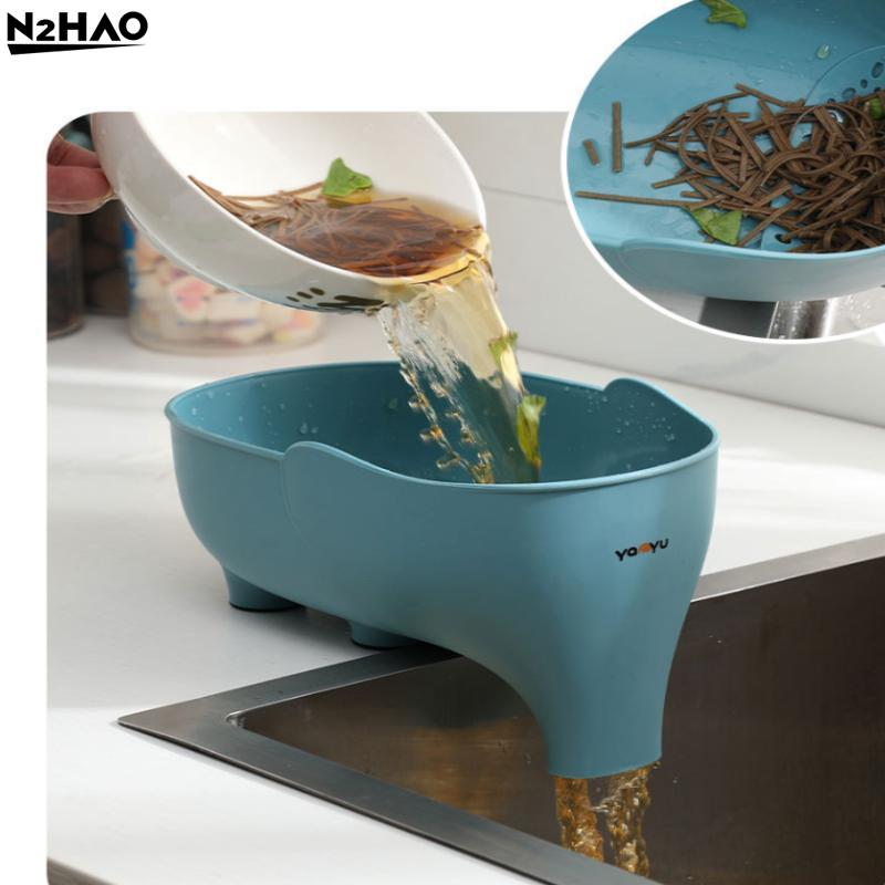 1PC Kitchen Sink Filter Drainage Filter Basket Dry Wet Separation Garbage Filter Elephant Shaped Hanging Vegetable WashingBasket