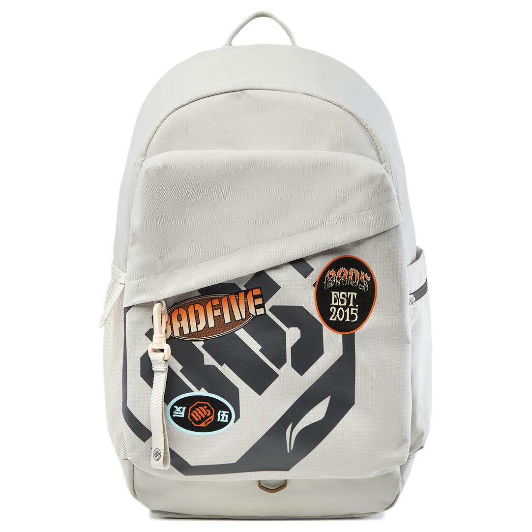 

Li Ning Badfive Баскетбольная серия Модный тренд Рюкзак большого объема из полиэстера Унисекс Рюкзак Овсяно-серый ABSU205-5 Oat Gray