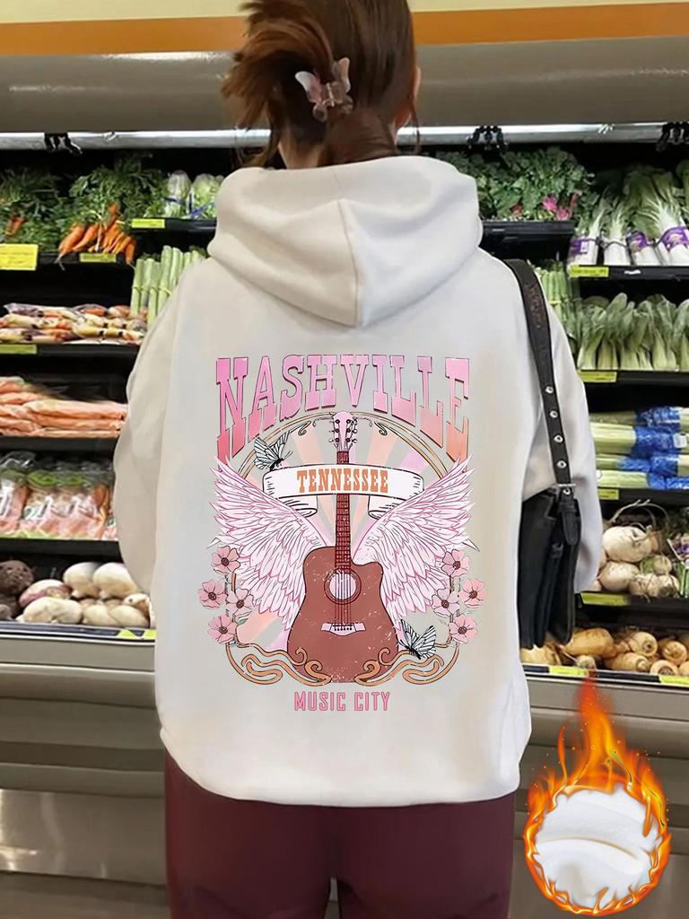 NASHVILLE Casual Long-Sleeve Loose Sweatshirt Hoodie