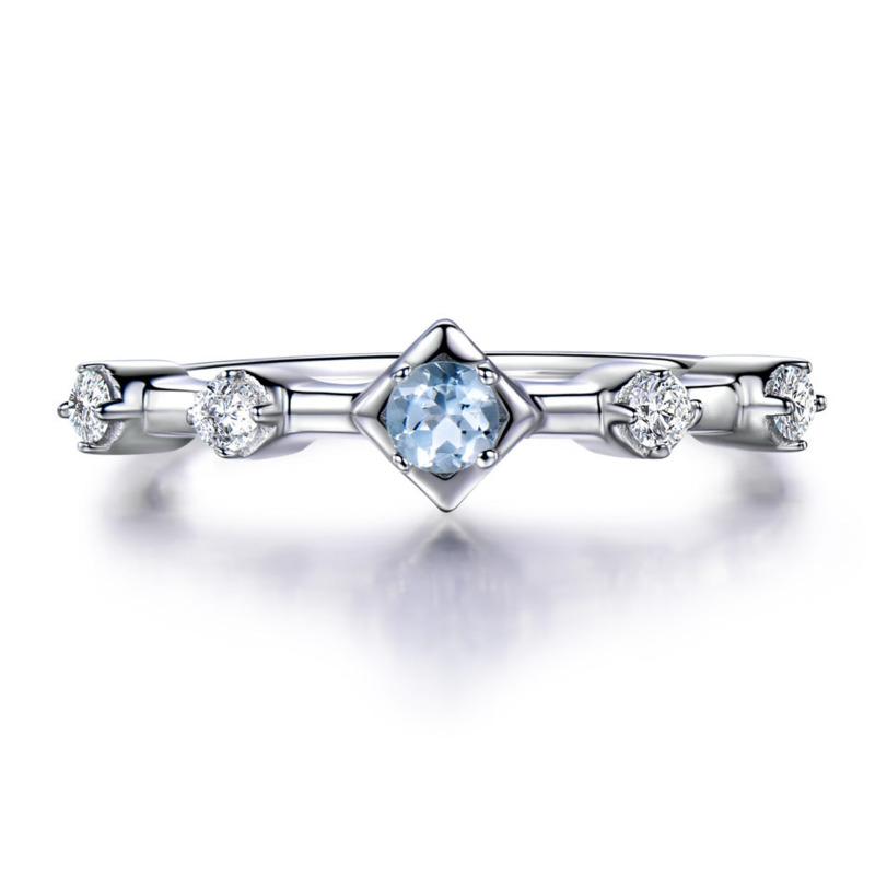 Gica Gema Luxusní 925 stříbrné šperky prsteny s modrými zirkonovými drahokamy Prsteny pro ženy Dárek k výročí svatby Banket