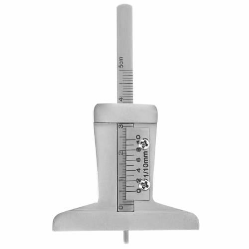 Stainless Steel Tire Tread Depth Gauge, Tire Tread Depth Ruler Meter with Caliper, Red Checker, 0-10mm, Durable and Long-Lasting, for Cars, Trucks, an