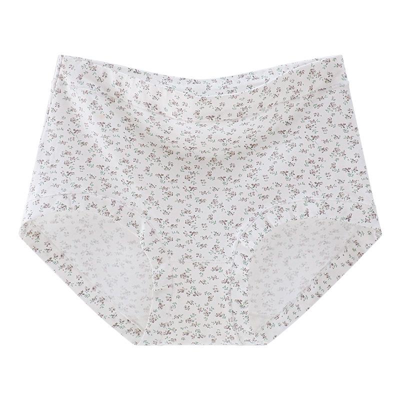 High-Waisted Floral Girl's Cotton Triangle Briefs - Antibacterial, Breathable, Tummy Control, High-Elastic Hip-Hugging Design.