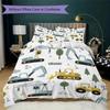 Cute Vehicle Pattern Bedding Uilt Set Uilt Cover Pillowcase Home Decoration Birthday Gift (1 * Duvet Cover + 2 * Pillowcase  Without Core)45