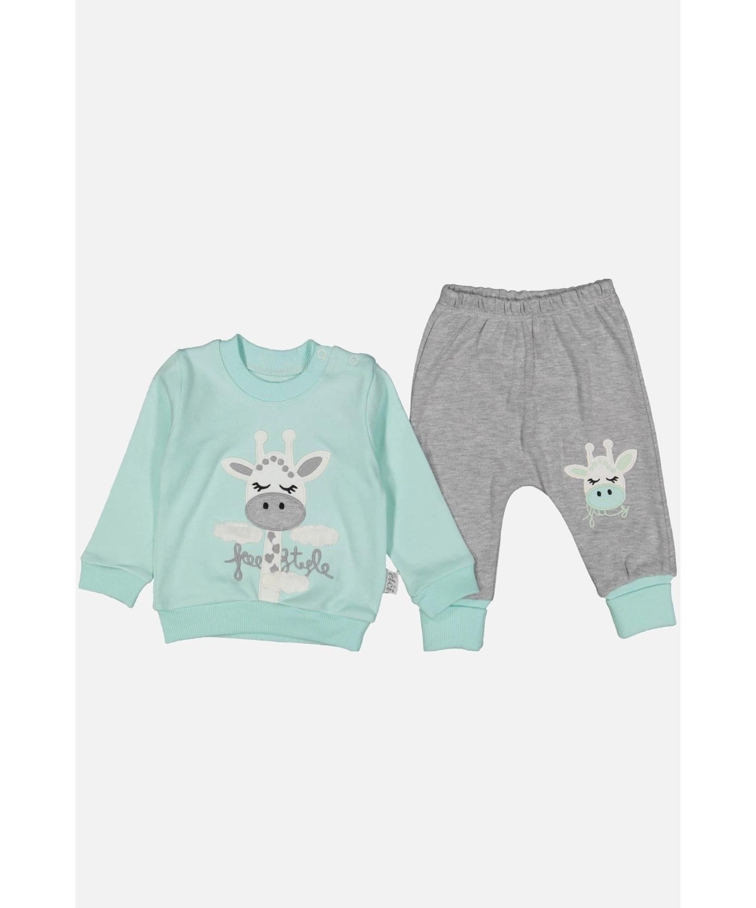 

Комплект для девочки из 100% хлопка с вышивкой жирафа