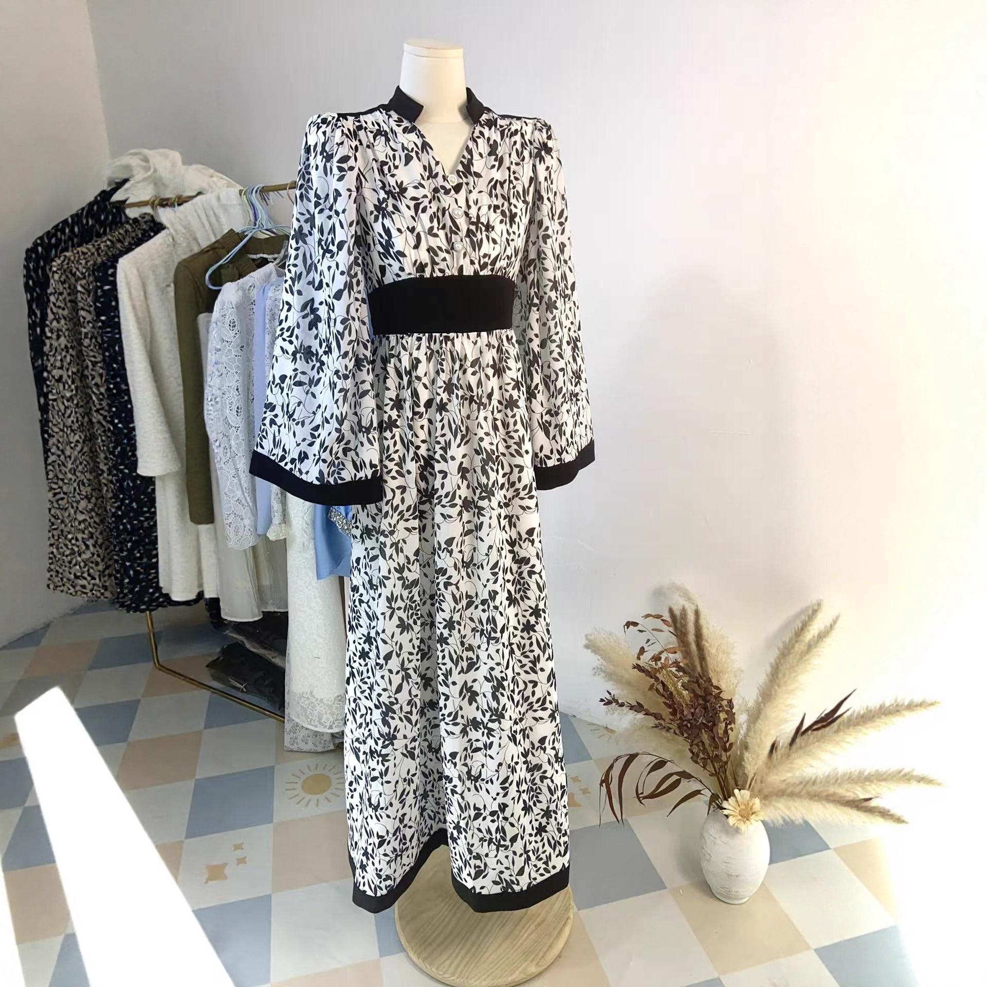 

Элегантное платье с принтом в ближневосточном и западном стиле, осень 2024 XXL белый