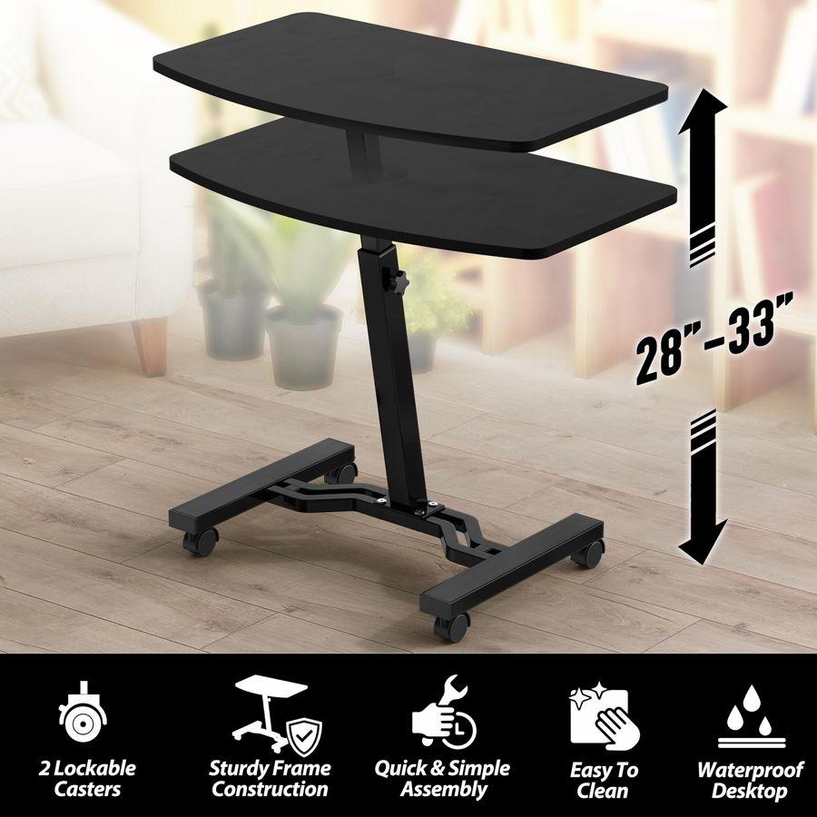 Mobile Height Adjustable Laptop Rolling Cart with Height Adjustment from 28 to 33, Black