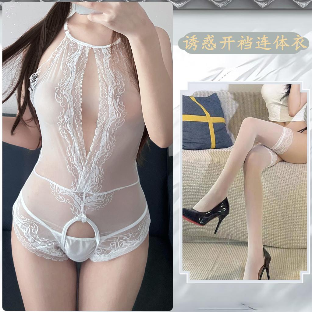 Sexy Lingerie Sexy One-piece Passion Uniform Suit Lace Perspective Seduction Tight Crotch Abstinence
