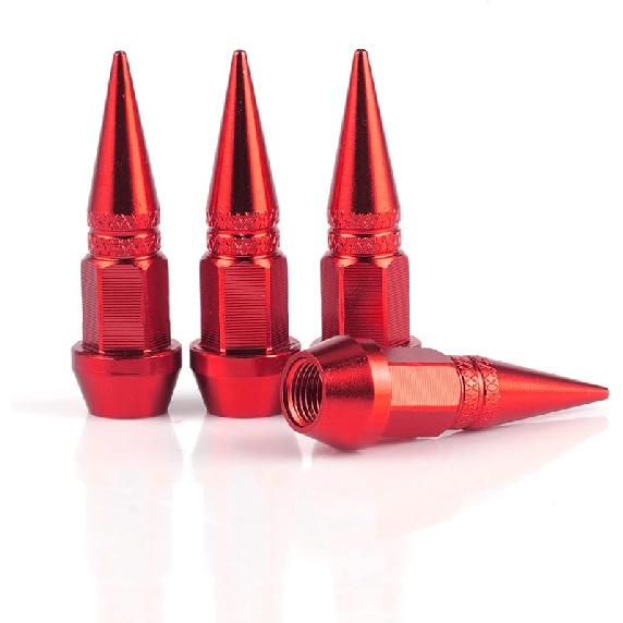 SINGARO 60mm Spiked Valve Caps,Aluminum Alloy Dustproof and Waterproof Tire Valve Stem Caps, Suitable for Cars, Trucks and Motorcycles (4PCS Black)