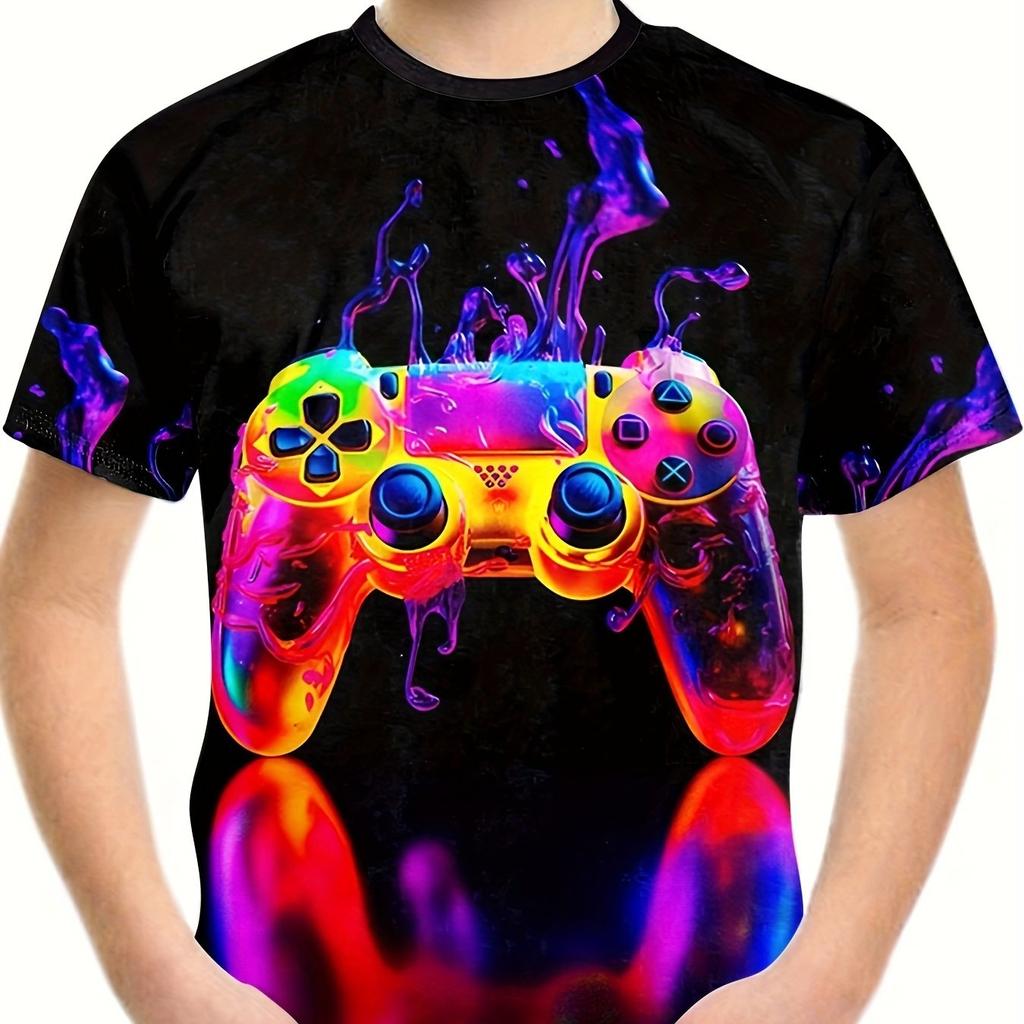 Children's Clothing T-Shirts for Boys Short Sleeve Children's T-Shirts 3D Gamepad Print Fashion Round Neck Kids Summer Clothes