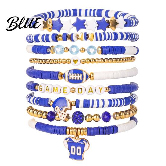 Football Party Accessory Game Day Bracelets Stackable Sports Charm Elasticated