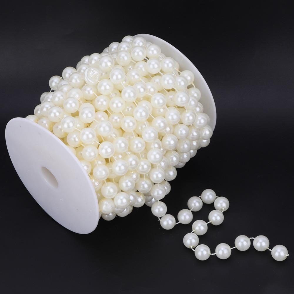 White Imitation Pearl Garland Beige Faux Pearl Garland Artificial Pearl Bead Chain Home Decoration бежевый