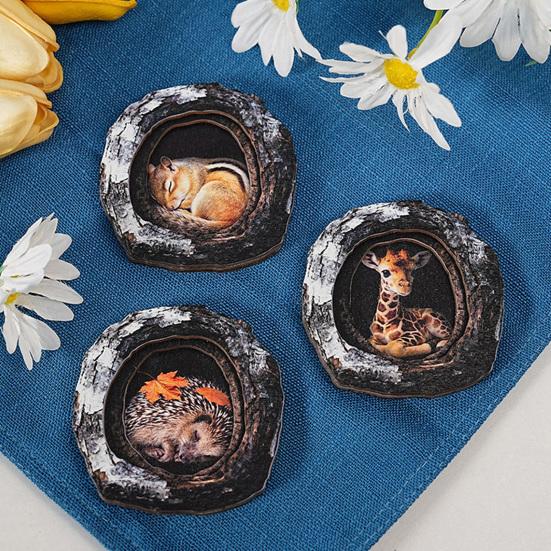 Tree Hole Animal Refrigerator Magnet Wooden Animal Fridge Magnet Home Office Kitchen Cabinet Locker Whiteboard Decoration