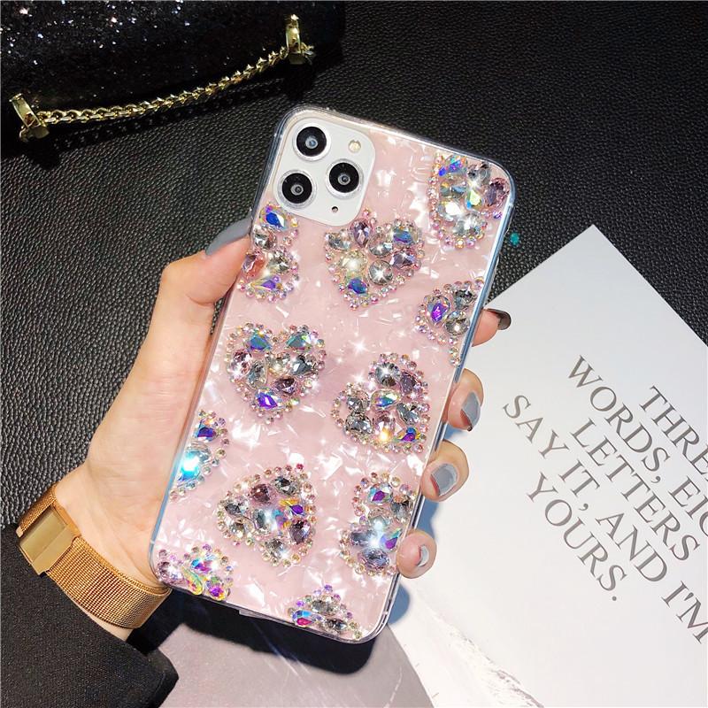 For Apple 17promax Love for IPhone16 Shell Pattern Mobile Phone Case 15 Rhinestone Promax