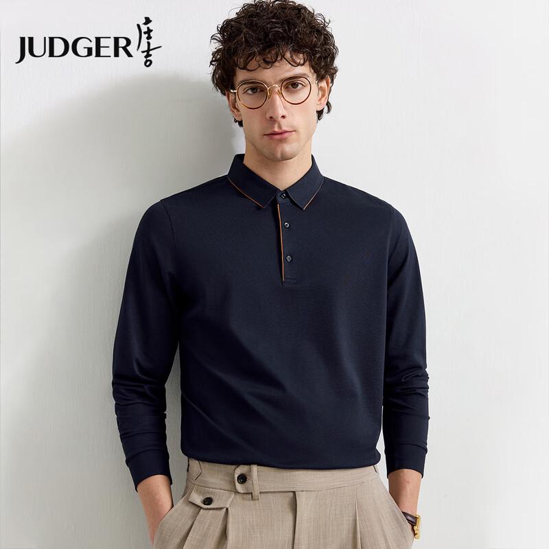 Zhuangji Men s Smooth Silk Blend Business Casual Long-Sleeve Polo Shirt 175/92A