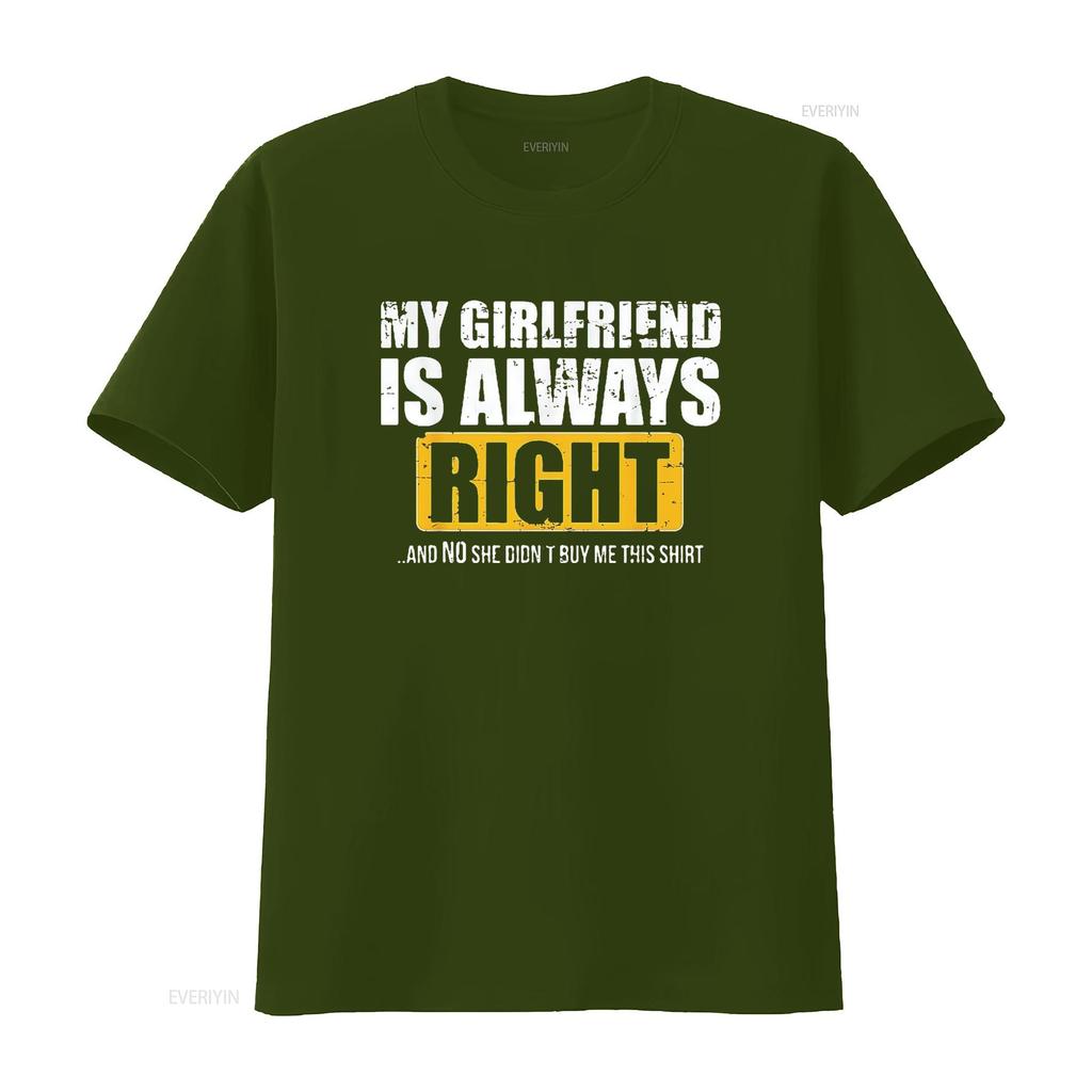 Womens Funny Boyfriend My Girlfriend Is Always Right T Shirt Black Medium vintage Washed Comfortable Soft Top For Everyday Wear