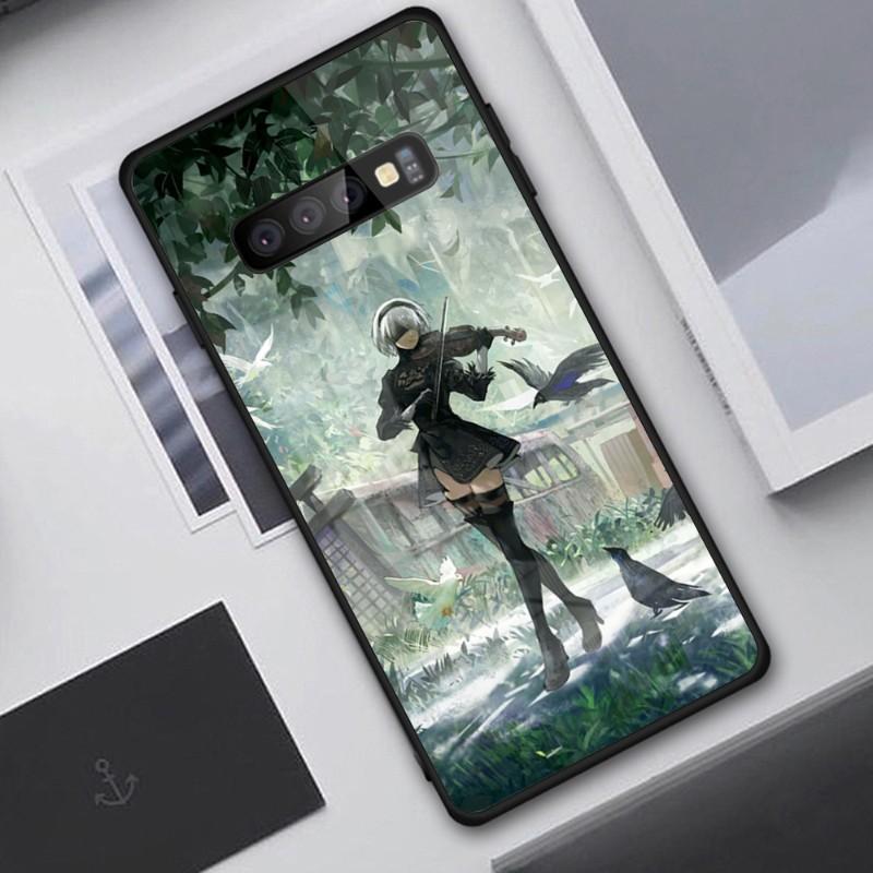 Cute Girl Nier Automata Phone Case For Samung A32 A51 A52 NOTE 10 20 S10 S20 S21 S22 Pro Ultra Black PC Glass Phone Cover