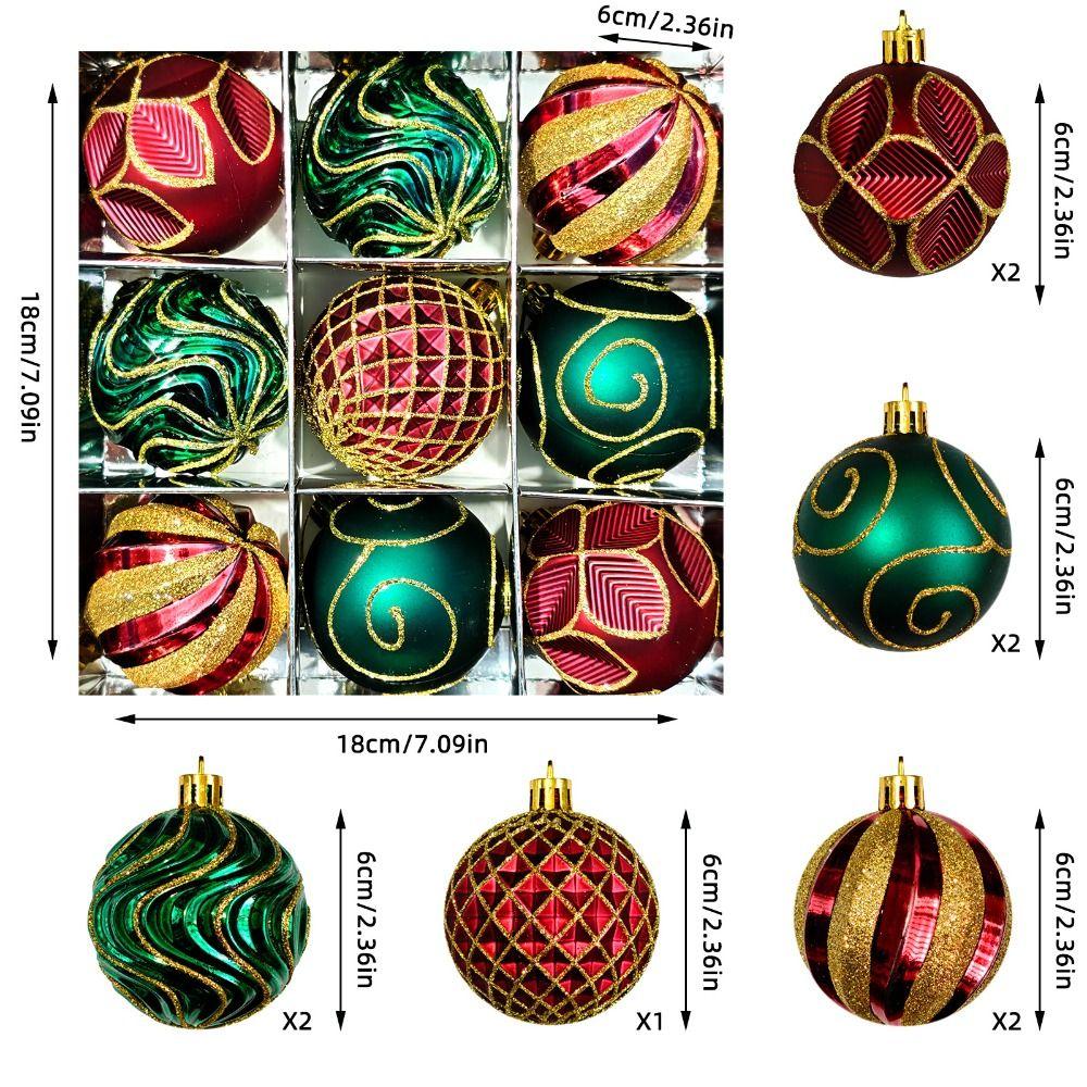 9Pcs/set Plastic Xmas Tree Hanging Pendant Christmas Ball Decorations Christmas Party Decoration