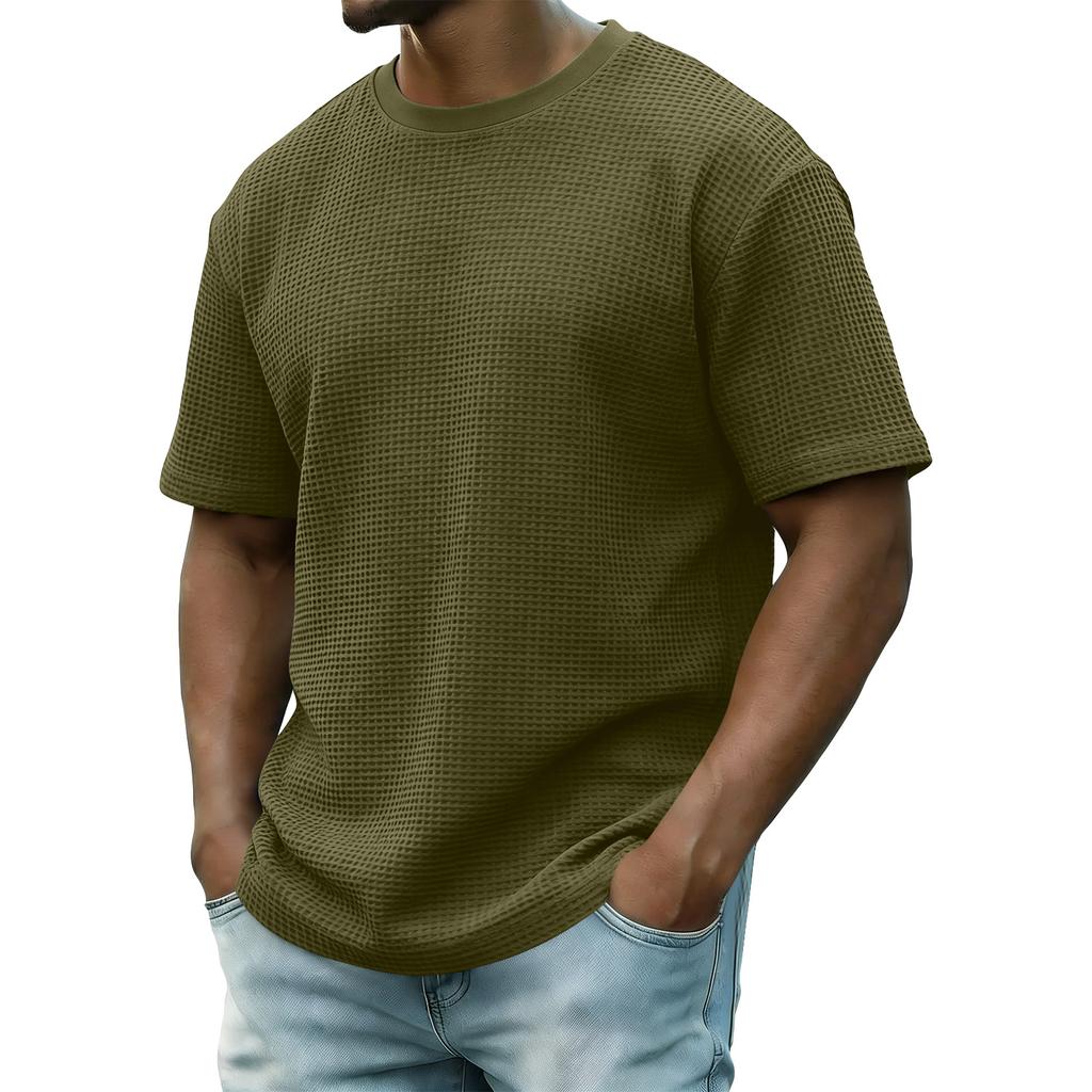 Men's Summer Short-Sleeve Top Men's Casual Fashion Textured Short-Sleeve Top