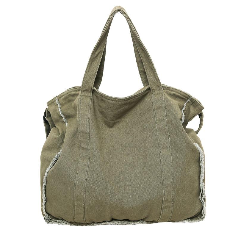 Canvas Bag Women's Large Capacity Crossbody Bag Student Class Shoulder Bag Solid Color Men Messenger Bag