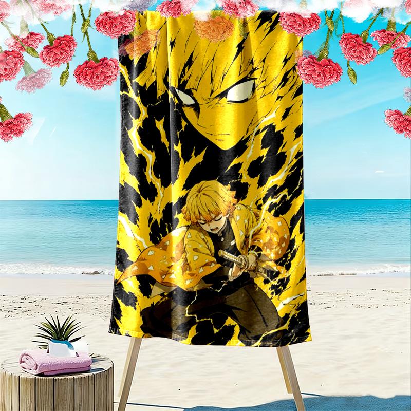 Demon Slayer Character Print Beach Towel, Large Soft Quick Dry Towel for Beach Camping Swimming