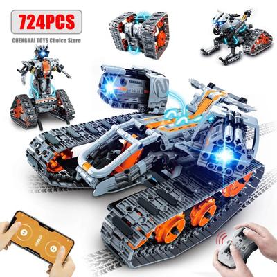 724pcs 4 In 1 City Technical Programming RC Car Robot Building Kit Stem Racing Car 6-16 Year Old Kids Bricks Toys for Boys Gifts